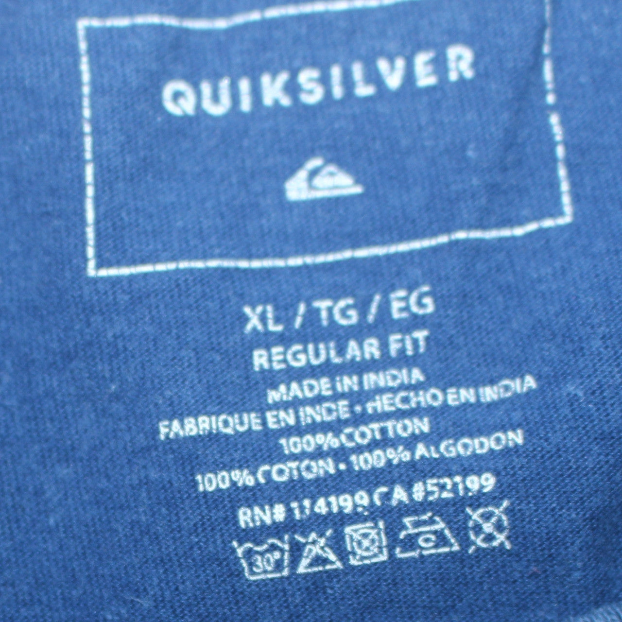 Mens UK Size XL Quiksilver Blue  T-Shirt