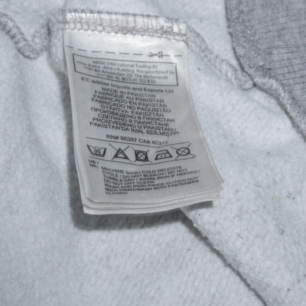 Mens UK Size M adidas Grey Full Zip Hoodie