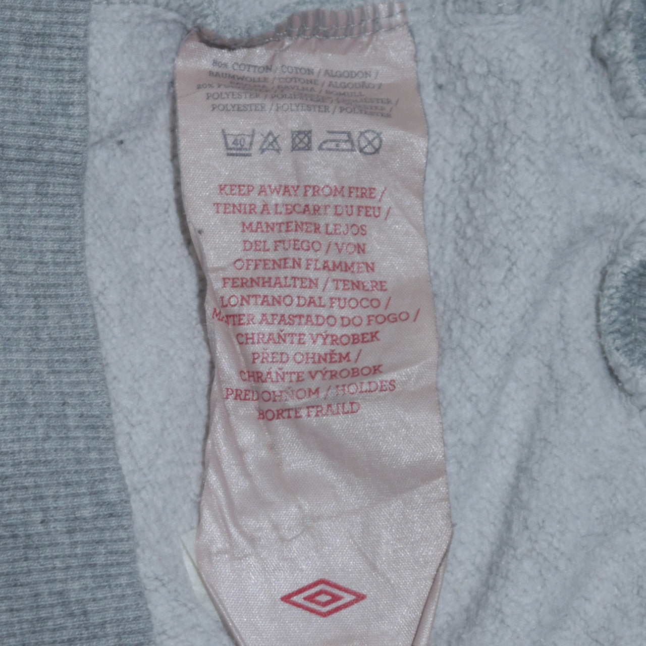 Mens UK Size M Umbro Grey Pullover Sweatshirt