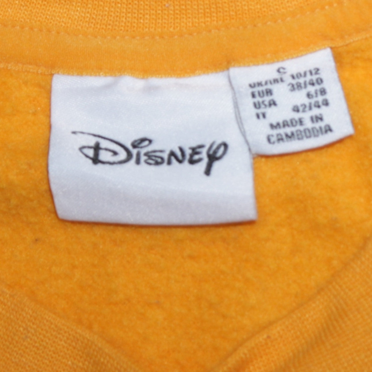 Womens UK Size 10/12 Disney Yellow Pullover Sweatshirt