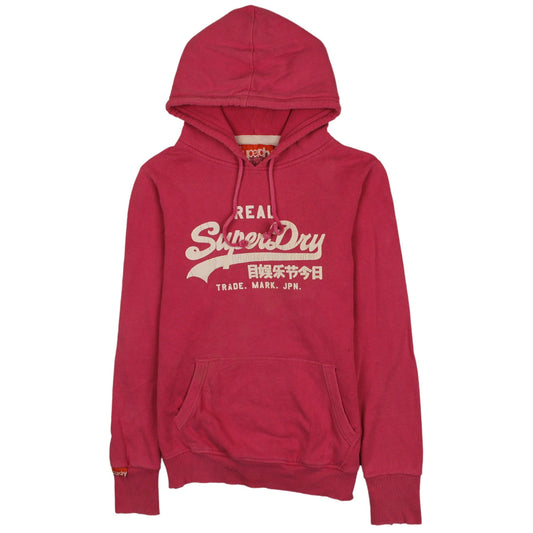 Womens UK Size L Superdry Pink Pullover Hoodie