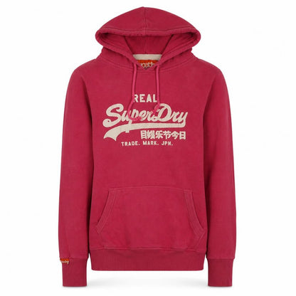 Womens UK Size L Superdry Pink Pullover Hoodie