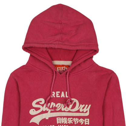 Womens UK Size L Superdry Pink Pullover Hoodie