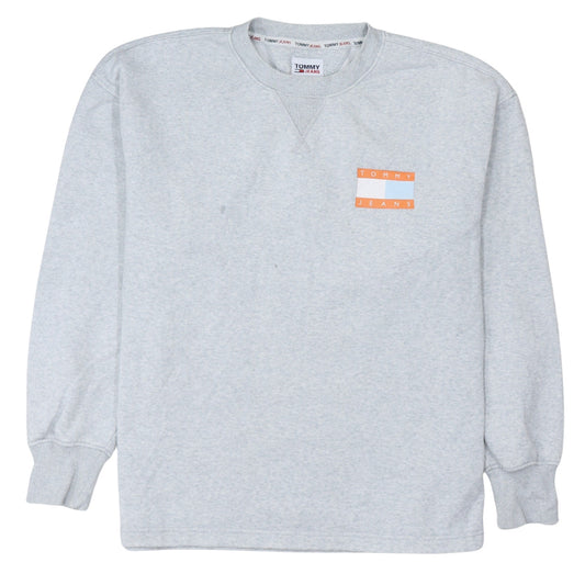 Mens UK Size M Tommy Jeans Grey Pullover Sweatshirt