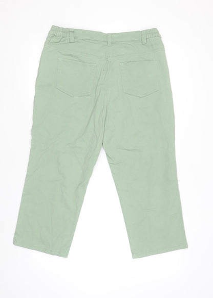 Womens UK Size 14 Damart Regular Fit Cropped Green Trousers