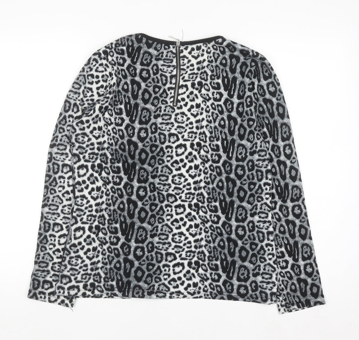Paramour Women's Grey Animal Print Long Sleeve Blouse Size S