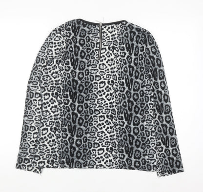Paramour Women's Grey Animal Print Long Sleeve Blouse Size S