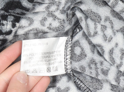Paramour Women's Grey Animal Print Long Sleeve Blouse Size S