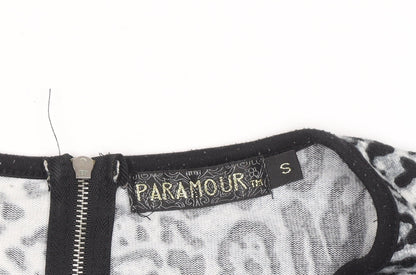 Paramour Women's Grey Animal Print Long Sleeve Blouse Size S