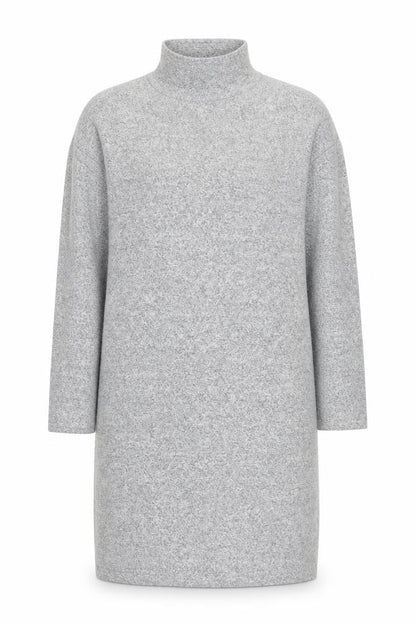 Uniqlo Women Grey Knit High Neck Long Sleeve Shift Dress L