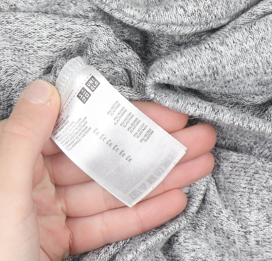 Uniqlo Women Grey Knit High Neck Long Sleeve Shift Dress L