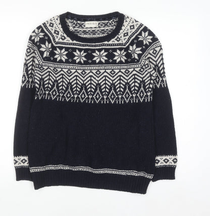Marks and Spencer Women’s Blue Fair Isle Knit Jumper Size 8
