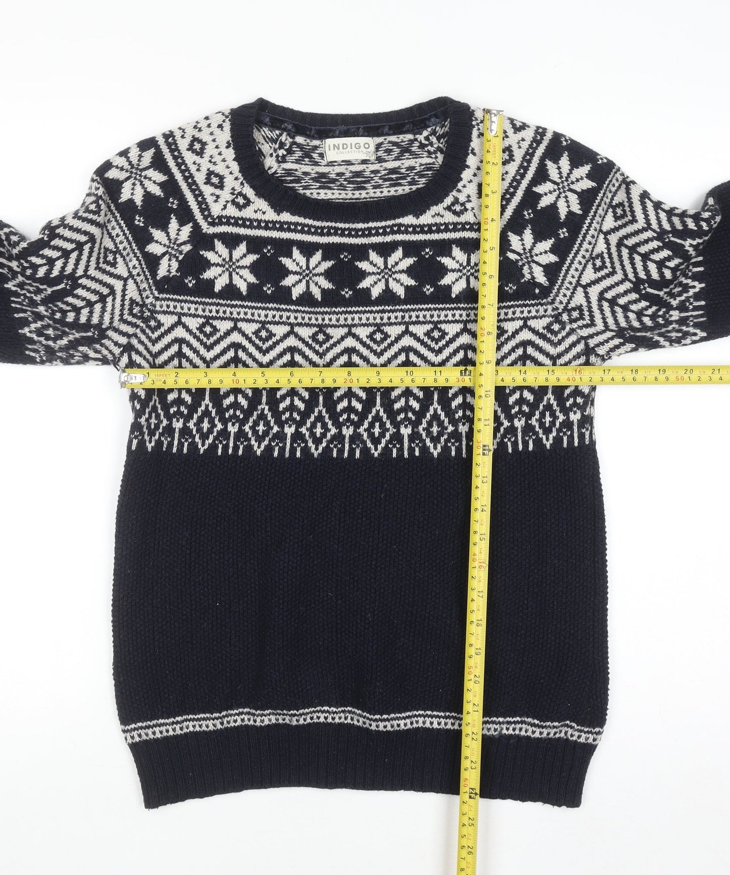 Marks and Spencer Women’s Blue Fair Isle Knit Jumper Size 8