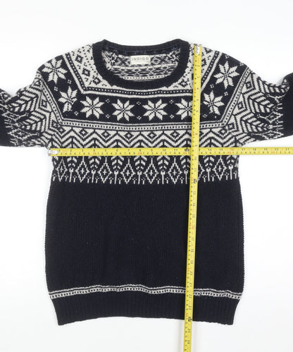 Marks and Spencer Women’s Blue Fair Isle Knit Jumper Size 8