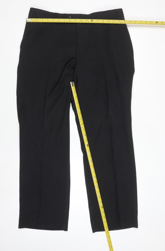 Mens UK Size 42R Grahame Regular Fit Dress Pants Black Trousers