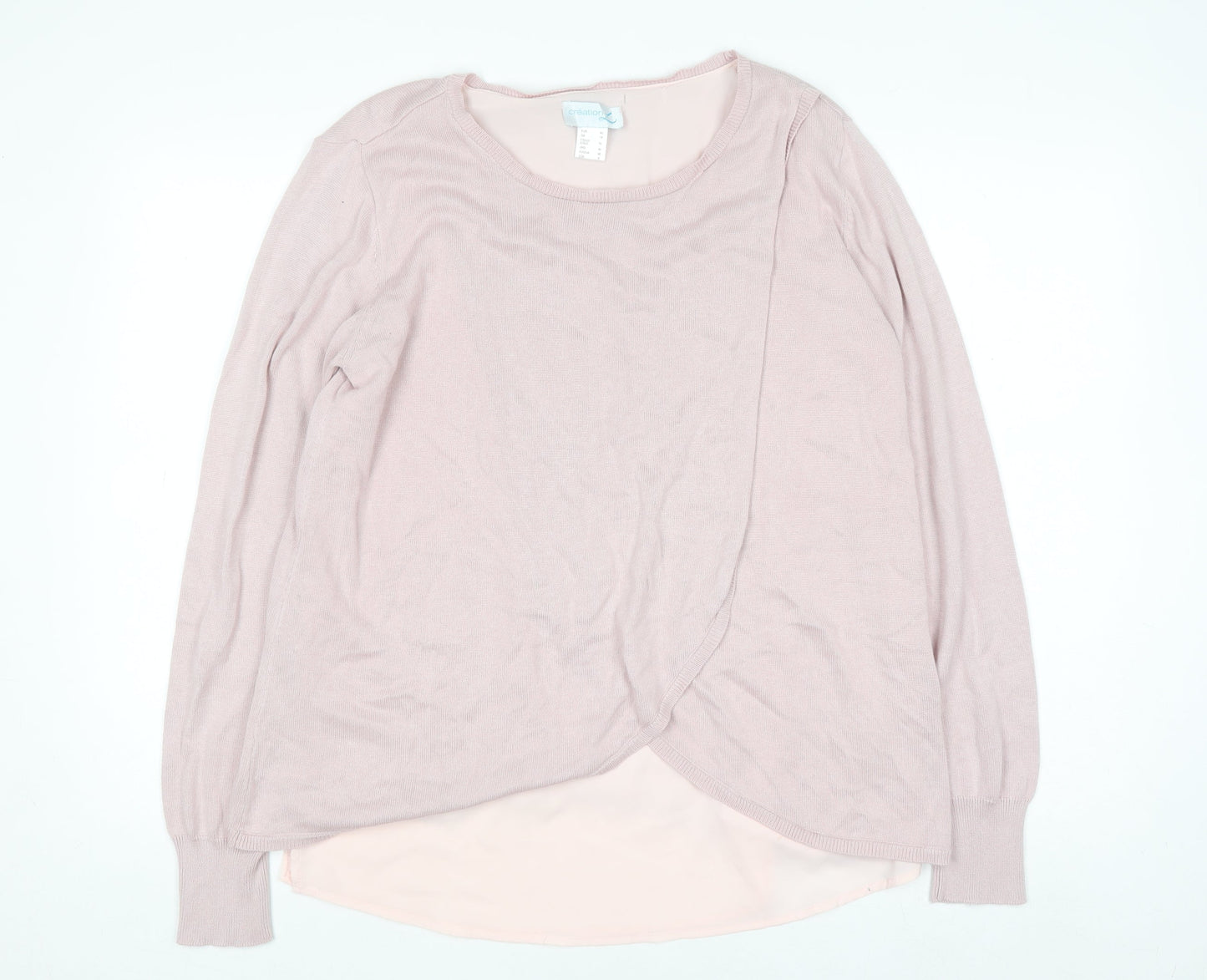 Womens UK Size 14 Création L Pink Wrap Blouse
