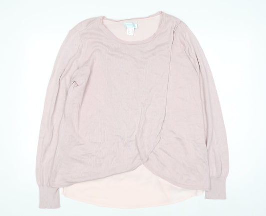 Womens UK Size 14 Création L Pink Wrap Blouse