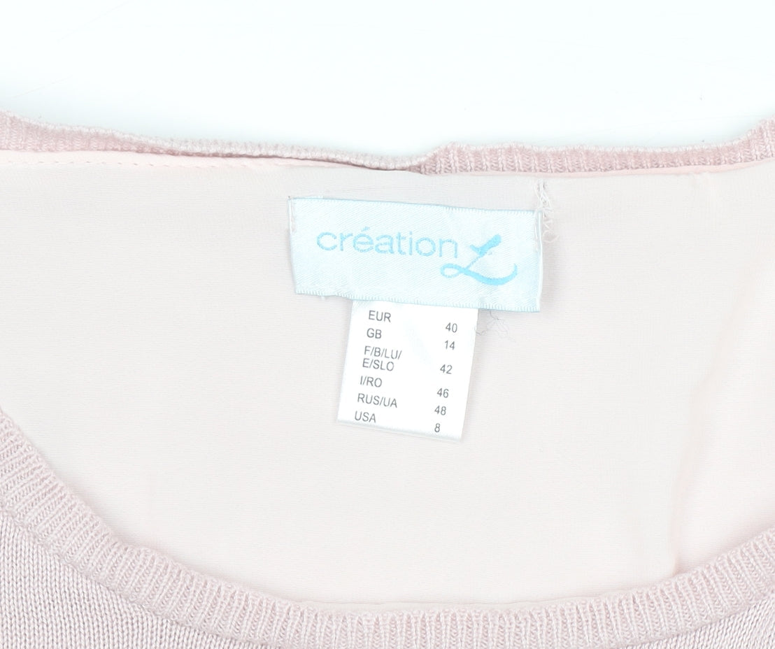 Womens UK Size 14 Création L Pink Wrap Blouse