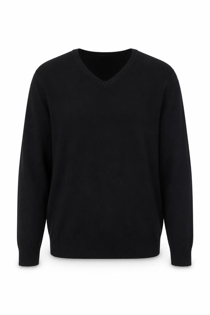 Gap Men's Black Cotton V-Neck Jumper Size L Classic Knit