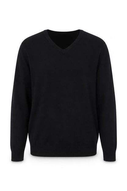 Gap Men's Black Cotton V-Neck Jumper Size L Classic Knit