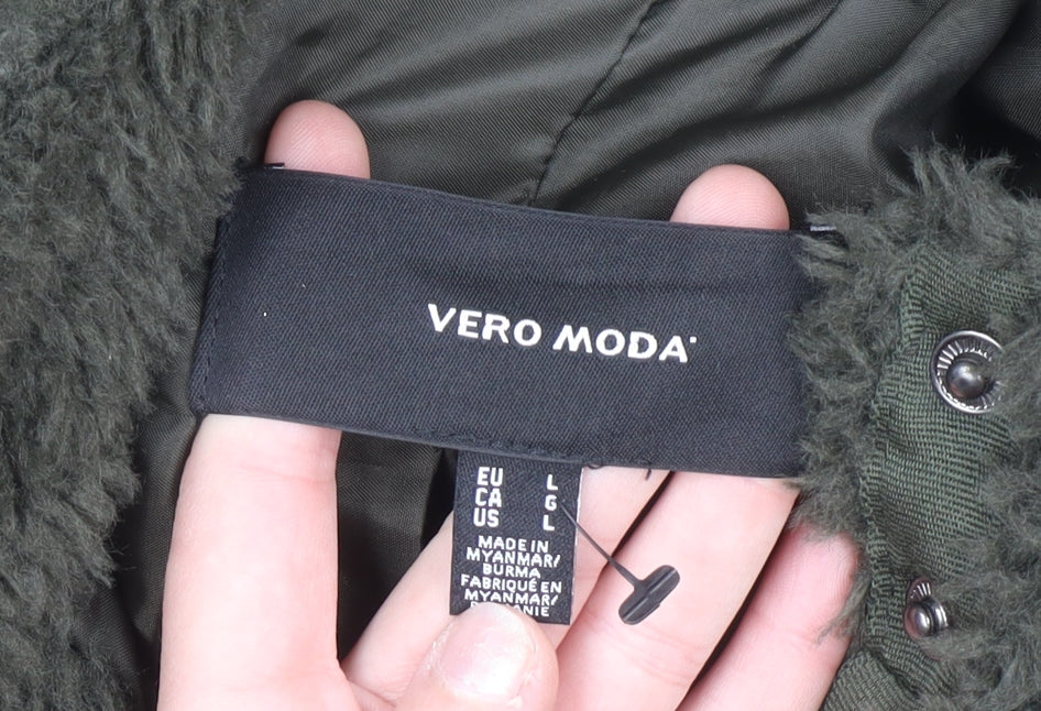 Womens UK Size L VERO MODA Green Puffer Jacket