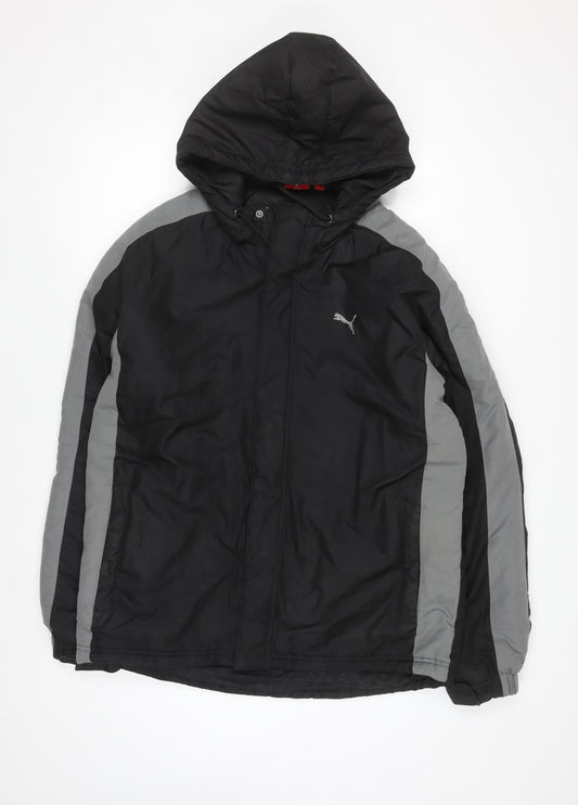 Mens UK Size L PUMA Black Windbreaker Coat