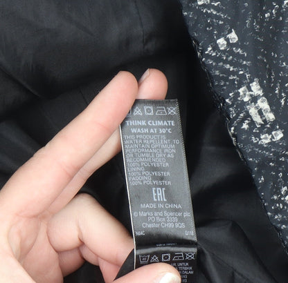 Marks and Spencer Women's Black Check Quilted Puffer Jacket Size 24