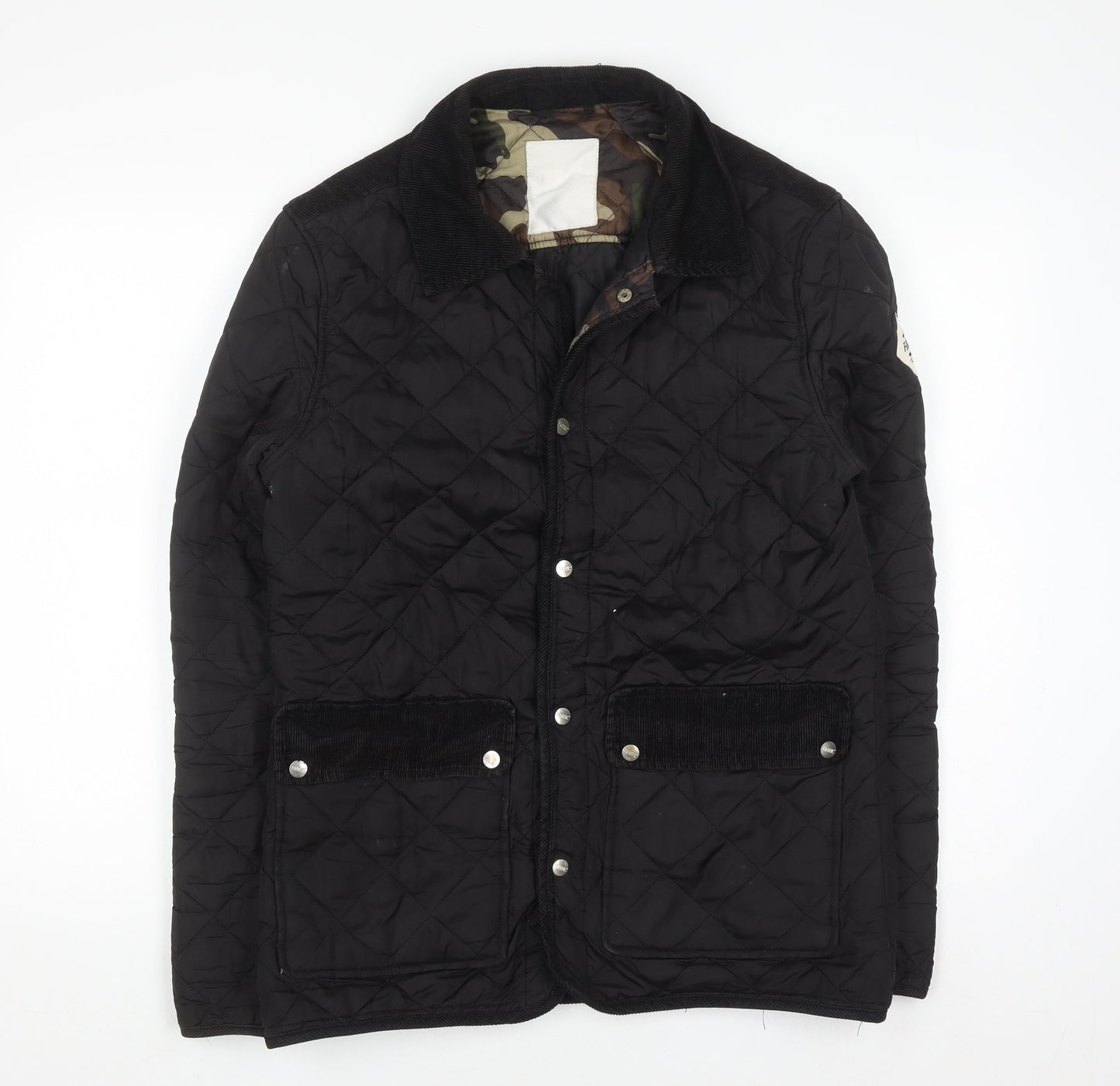 Womens UK Size S Fabric Black Quilted Coat