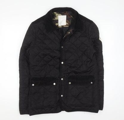 Womens UK Size S Fabric Black Quilted Coat