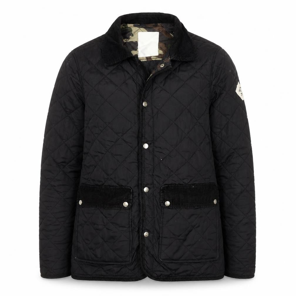 Womens UK Size S Fabric Black Quilted Coat