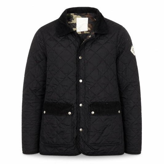 Front view of Fabric Black Quilted Mid-Length Lightweight Jacket, size S
