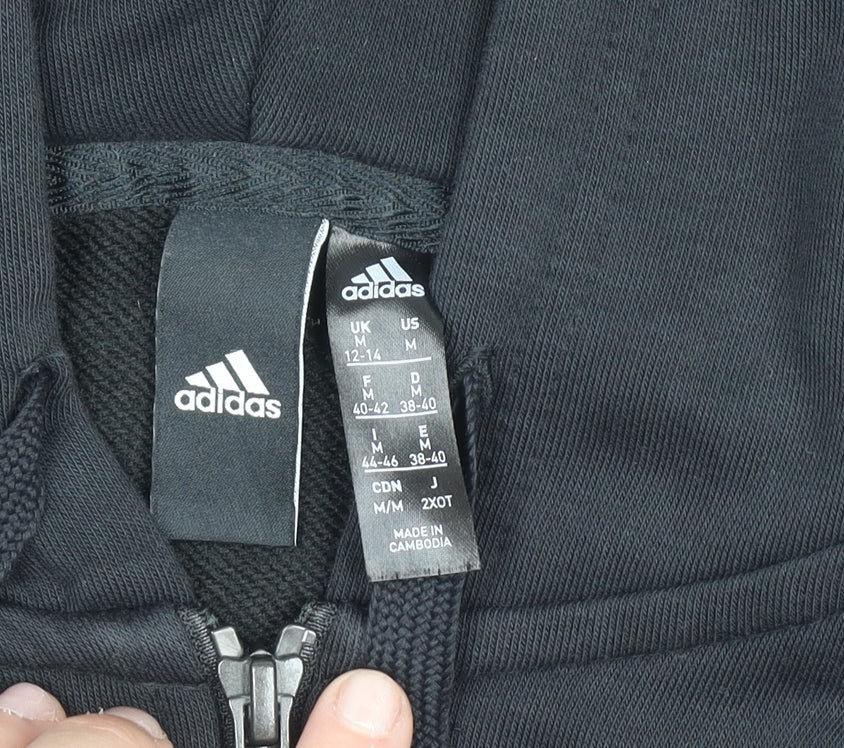 Womens UK Size M adidas Black Full Zip Hoodie