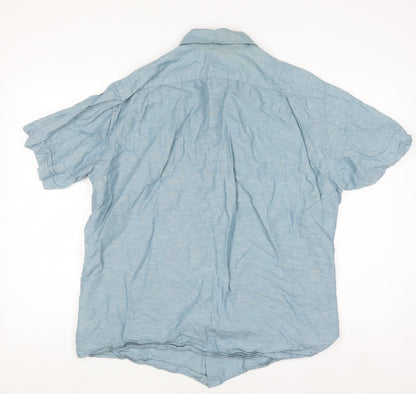 Uniqlo Men’s Blue Linen Cotton Short Sleeve Button-Up Shirt XL