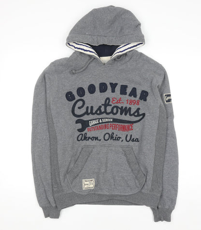 Mens UK Size S Goodyear Grey Pullover Hoodie