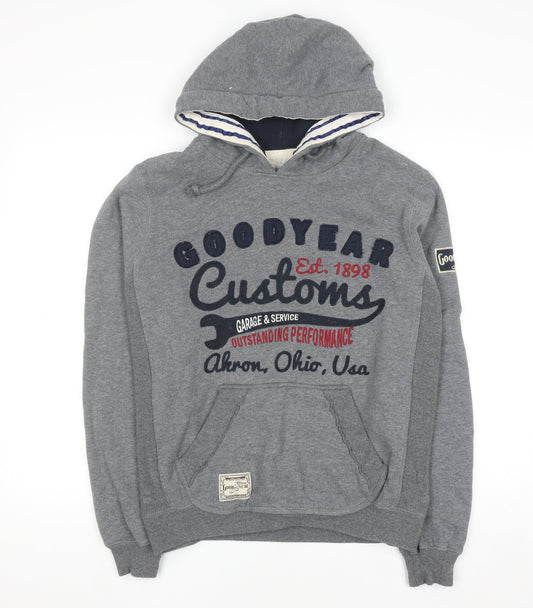 Mens UK Size S Goodyear Grey Pullover Hoodie