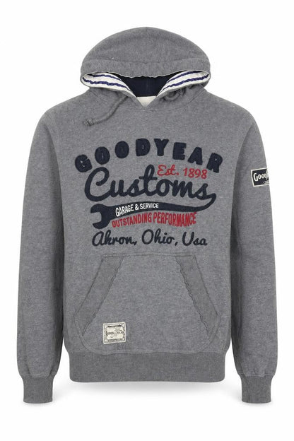 Mens UK Size S Goodyear Grey Pullover Hoodie