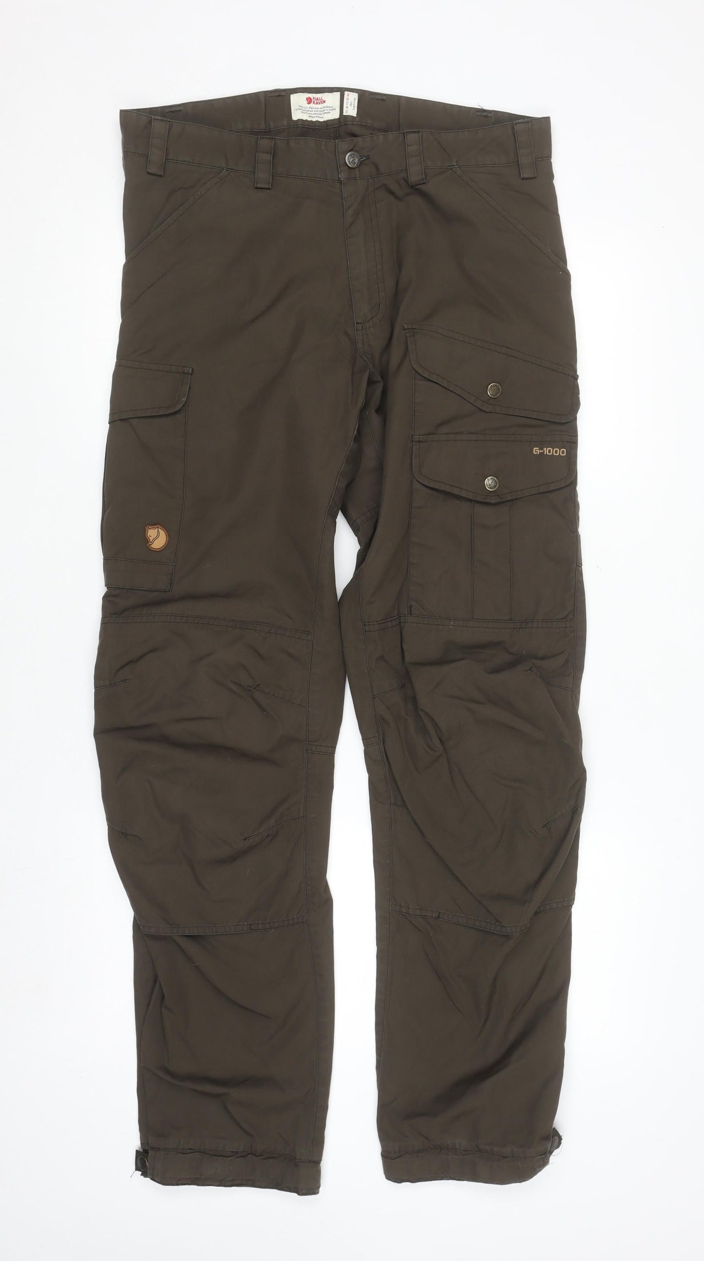 Mens UK Size L Fjällräven Regular Fit Cargo Brown Trousers