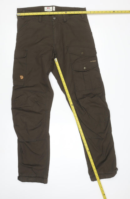 Mens UK Size L Fjällräven Regular Fit Cargo Brown Trousers