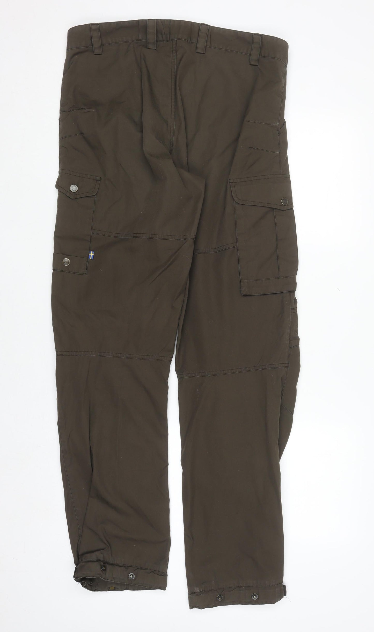 Mens UK Size L Fjällräven Regular Fit Cargo Brown Trousers