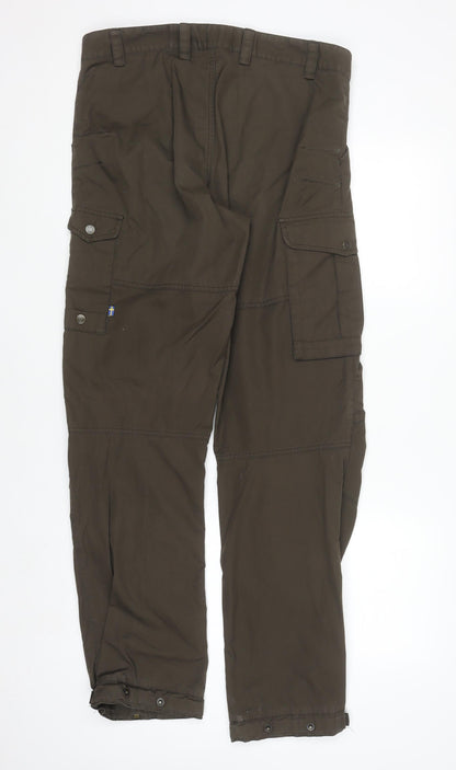 Mens UK Size L Fjällräven Regular Fit Cargo Brown Trousers