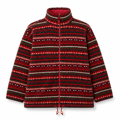 Marks & Spencer Womens Red Fair Isle Full Zip Fleece Jacket UK 12