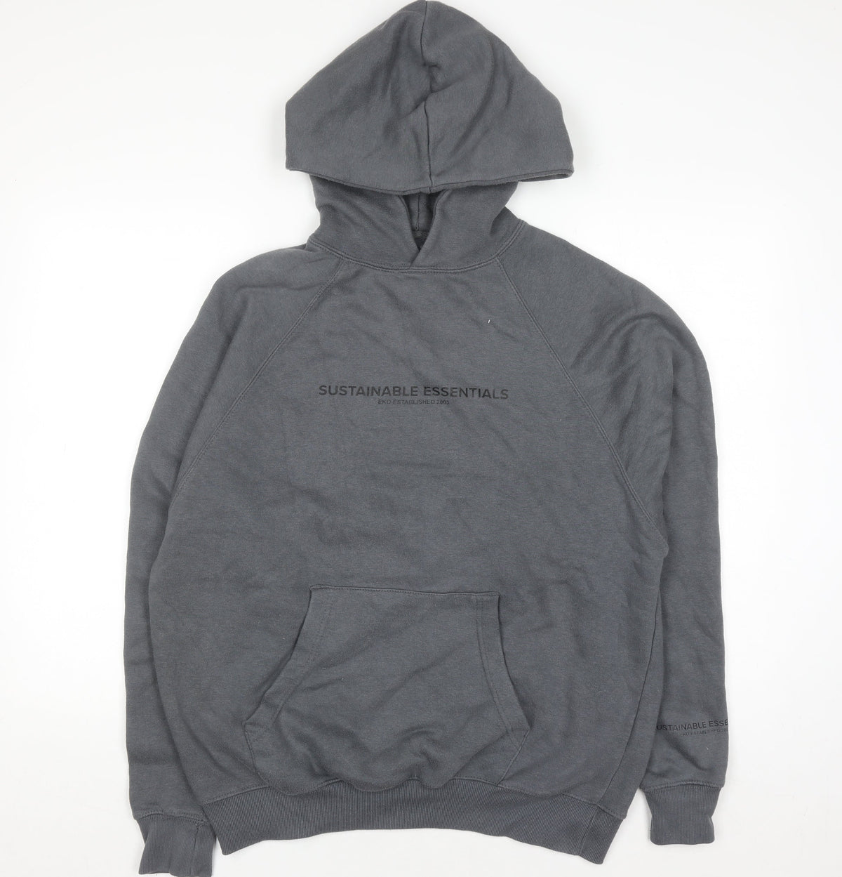 Mens UK Size S EKO Sustainable Essentials Grey Pullover Hoodie