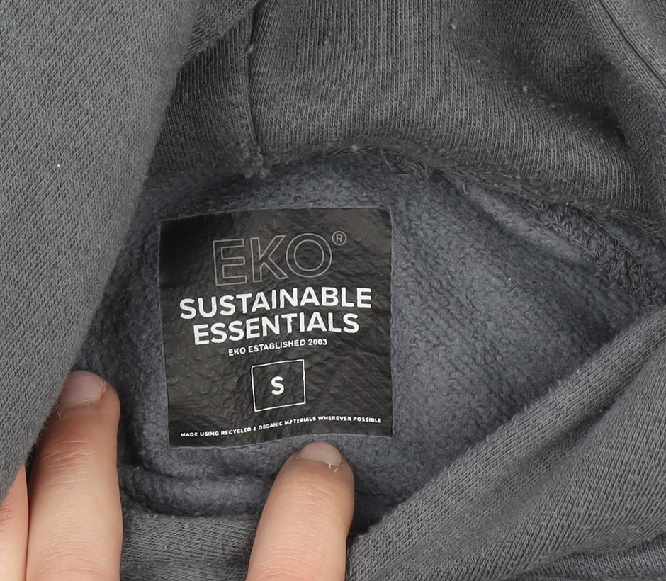 Mens UK Size S EKO Sustainable Essentials Grey Pullover Hoodie