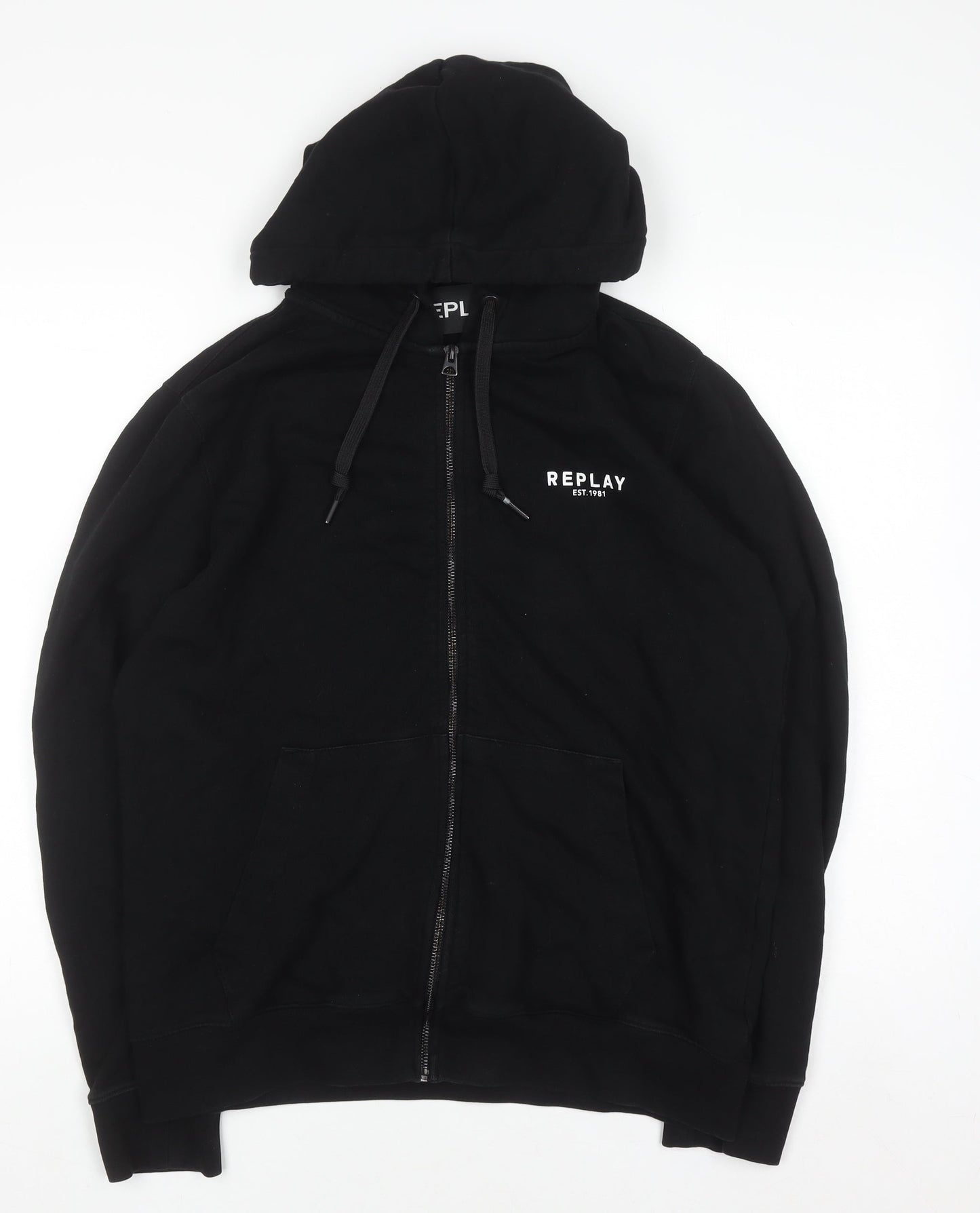 Mens UK Size L Replay Black Full Zip Hoodie