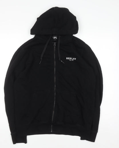 Mens UK Size L Replay Black Full Zip Hoodie