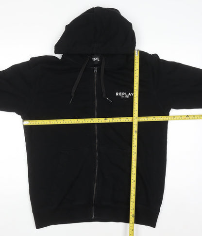 Mens UK Size L Replay Black Full Zip Hoodie