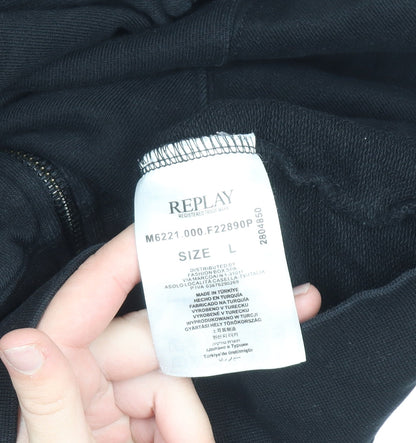 Mens UK Size L Replay Black Full Zip Hoodie