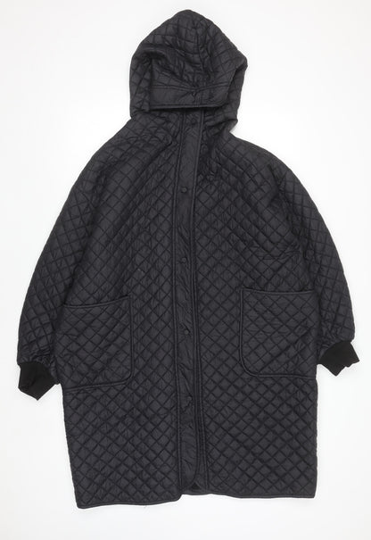 Womens UK Size M DECONSTRUCTION Black Quilted Coat