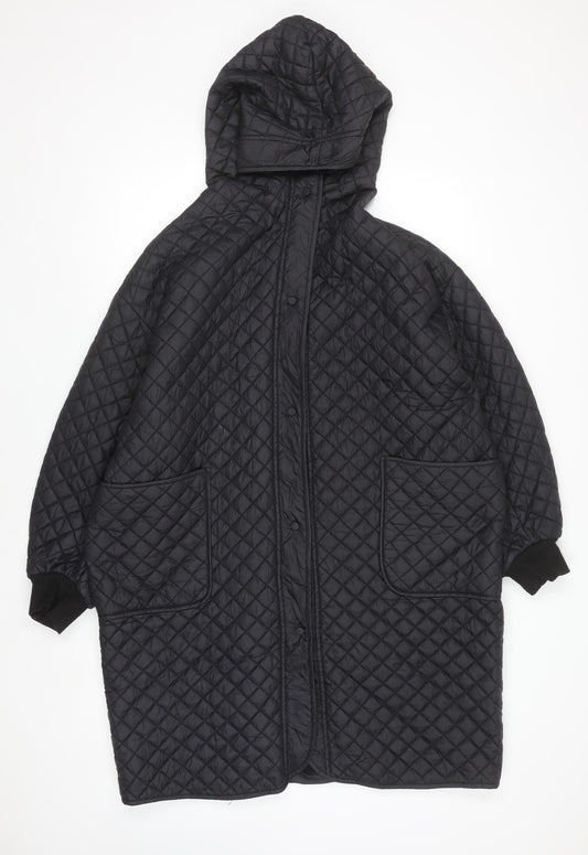 Womens UK Size M DECONSTRUCTION Black Quilted Coat