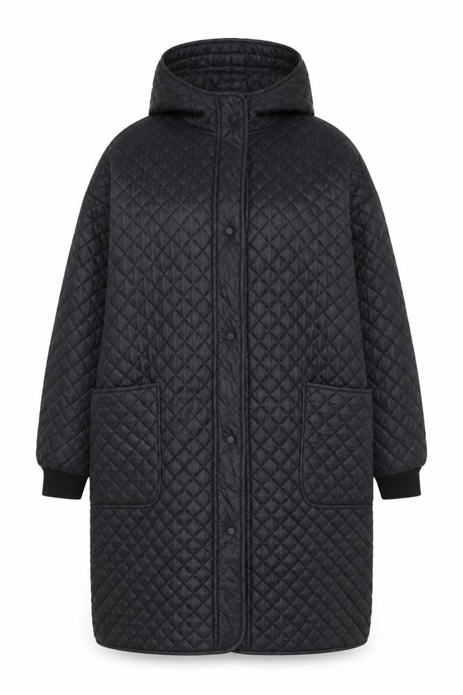 Womens UK Size M DECONSTRUCTION Black Quilted Coat